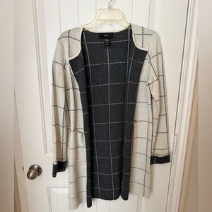 Black and Cream Checkered Cardigan